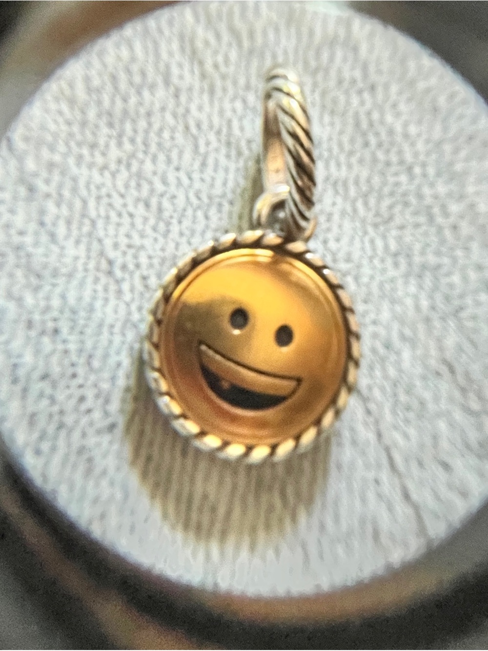 Brighton “Text Me” Emoji  Happy Charm round gold & silver color